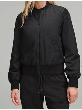 Lululemon Womens Black Bomber Jacket - Lightweight Zip Front